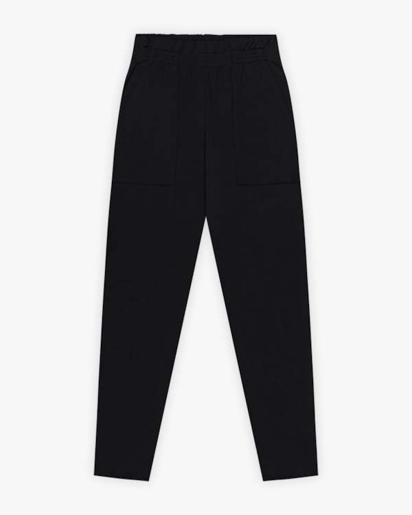 Calça Feminina com Bolso em Malha Felpada - Cereja Rosa - Preto