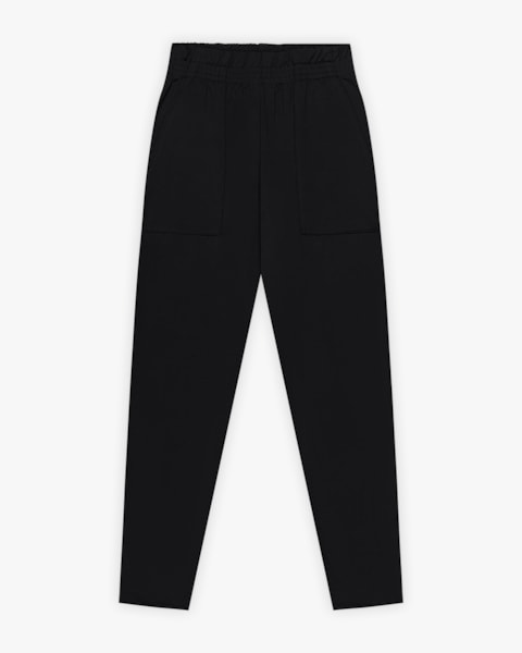 Calça Feminina com Bolso em Malha Felpada - Cereja Rosa - Preto