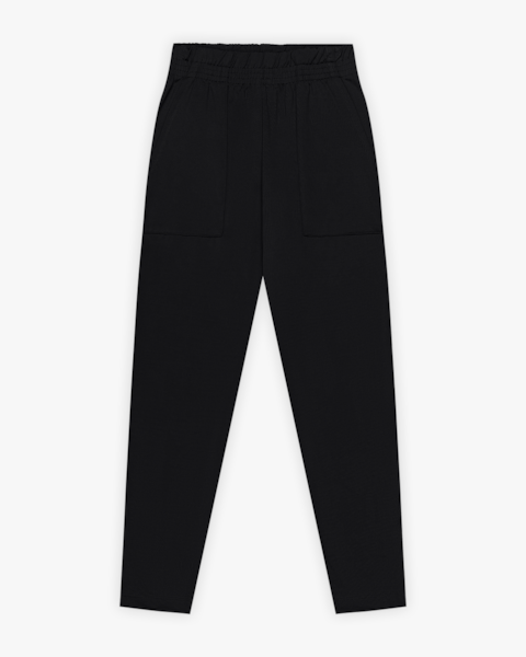 Calça Feminina com Bolso em Malha Felpada - Cereja Rosa - Preto