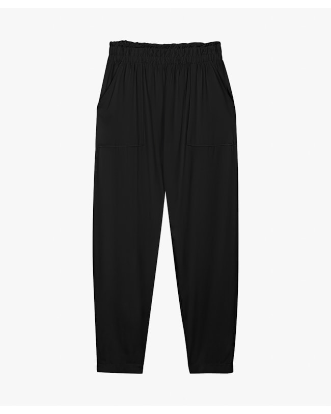 Calça Feminina com Bolsos Cargo em Viscose- Cereja Rosa - Preto-d5229648-41b1-415e-854b-e8fb593f6dc2