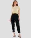 Calça Feminina com Bolsos Cargo em Viscose- Cereja Rosa - Preto-ef861b31-8086-455d-91b2-38ad7603579d