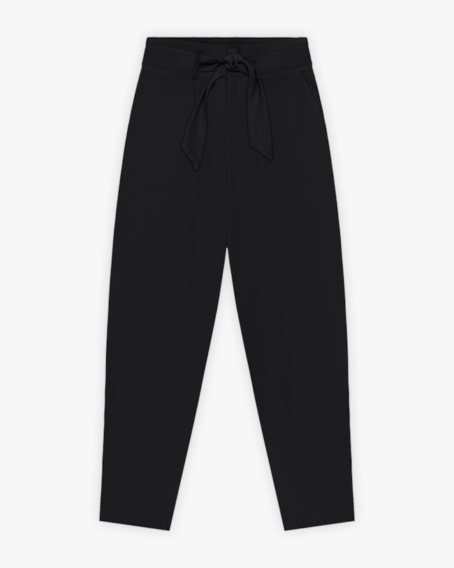 Calça Feminina em Alfaiataria com Amarração - Cereja Rosa - Preto-ec79f394-e1a5-45ee-b08f-d3ef0c8828e3