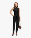 Calça Feminina em Alfaiataria com Amarração - Cereja Rosa - Preto-96d631c3-9191-4a1f-b17d-60b41d6dec87