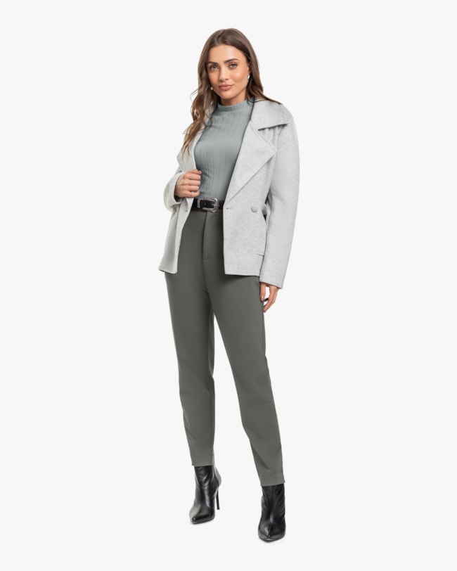 Calça Feminina em Alfaiataria com Bolsos - Cereja Rosa - Dark Gray-2bf3caaa-b205-4f2c-a6b9-dca3abf72ea2