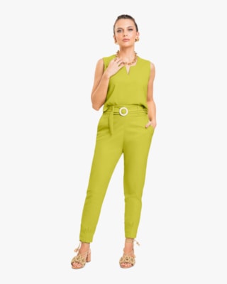 Calça Feminina em Alfaiataria com Cinto - Cereja Rosa - Limonade