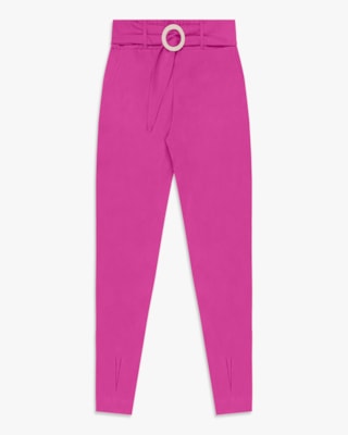 Calça Feminina em Alfaiataria com Cinto - Cereja Rosa - Violet