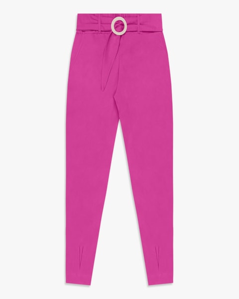 Calça Feminina em Alfaiataria com Cinto - Cereja Rosa - Violet