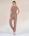 Calça Feminina em Moletinho Sarjado Rústico - Cereja Rosa - Aveia-16bf0006-3168-4699-ae18-cef9d21714d5