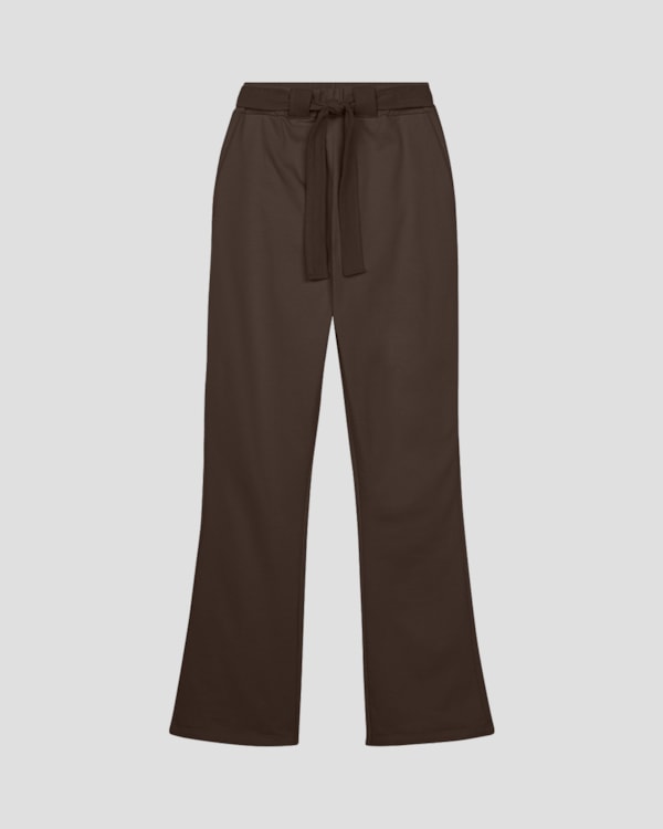 Calça Feminina em Moletom com Faixa e Bolso- Cereja Rosa - Marrom