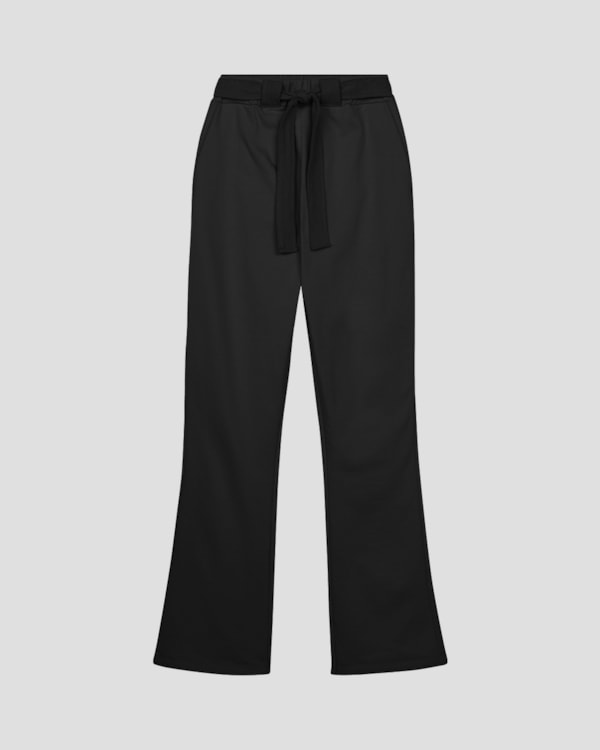 Calça Feminina em Moletom com Faixa e Bolso- Cereja Rosa - Preto