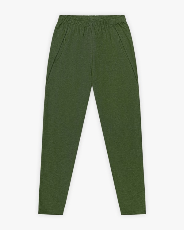 Calça Feminina em Moletom Jeans com Bolso - Cereja Rosa - Militar