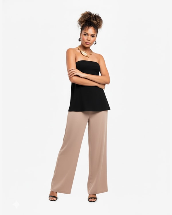 Calça Feminina em Viscose com Bolso Cereja Rosa Marrom