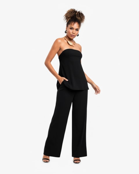 Calça Feminina em Viscose com Bolso  Cereja Rosa  Preto