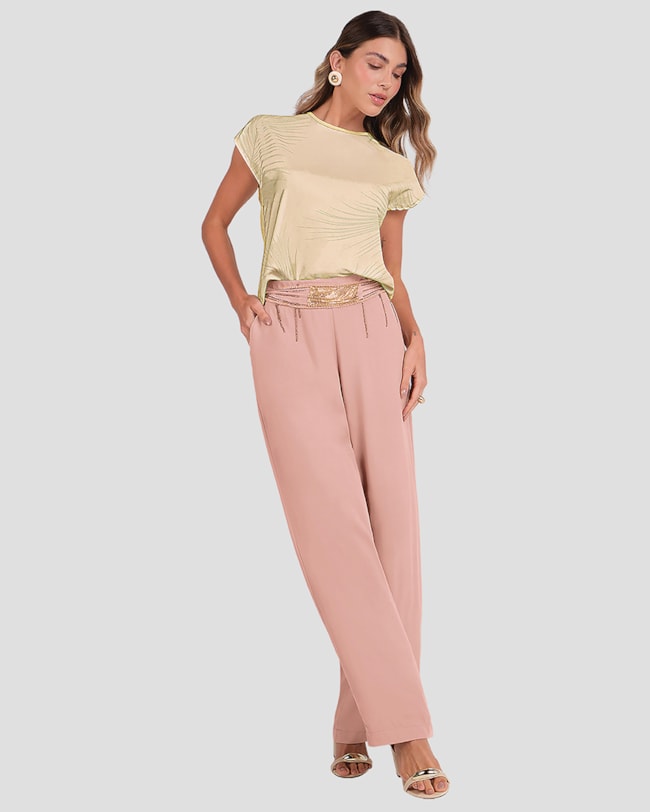 Calça Feminina em Viscose com Bolso Cereja Rosa Rosê-e68dc1ca-e228-4600-ace5-eea46a894454