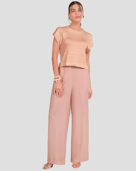 Calça Feminina em Viscose com Bolso Cereja Rosa Rosê