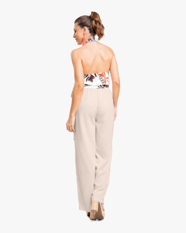 Calça Feminina em Viscose Linho com Bolso - Cereja Rosa - Areia-84a2450d-3b42-4f23-ada7-c5529671e91e