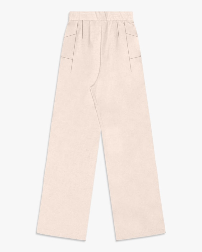 Calça Feminina em Viscose Linho com Bolso - Cereja Rosa - Areia-fd1e1fe1-175d-43d9-be84-60177f936167