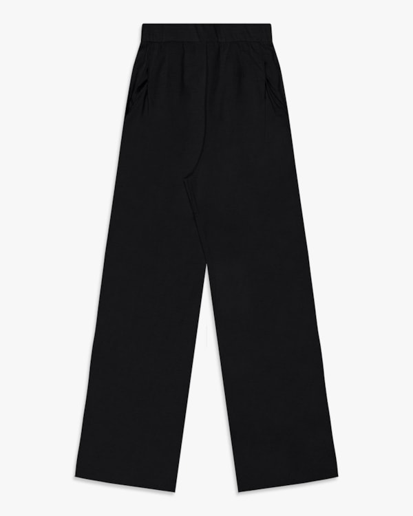 Calça Feminina em Viscose Linho com Bolso - Cereja Rosa - Preto