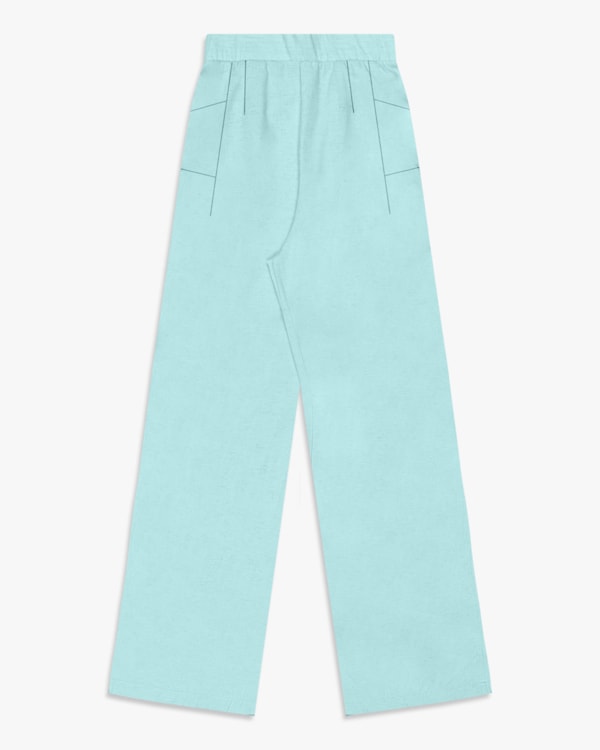 Calça Feminina em Viscose Linho com Bolso - Cereja Rosa - Soft