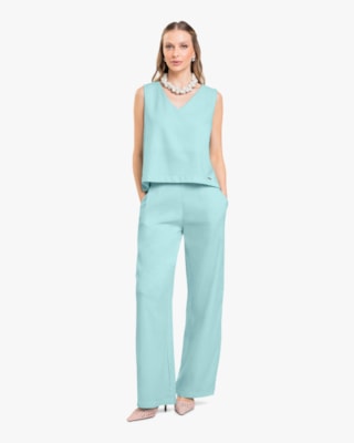 Calça Feminina em Viscose Linho com Bolso - Cereja Rosa - Soft-G