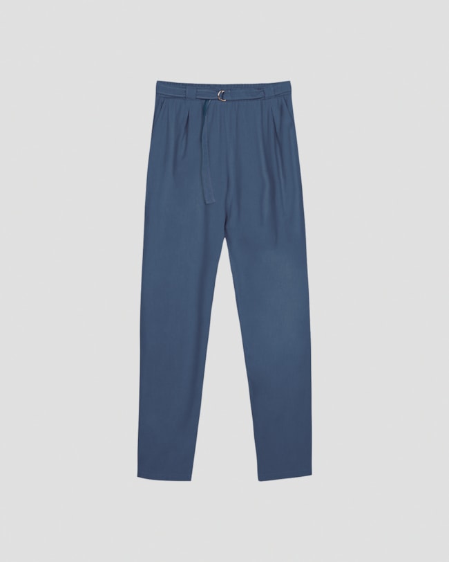 Calça Feminina em Viscose Linho com Cinto Cereja Rosa Azul-89ab2c91-263d-4e4c-b72a-f15adfd8ca20