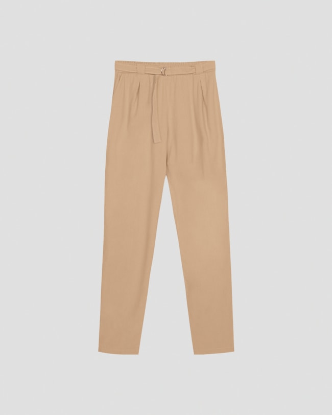 Calça Feminina em Viscose Linho com Cinto Cereja Rosa Bege-60e9f01e-df56-44cd-aee0-b1384f672964