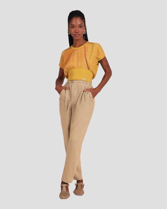 Calça Feminina em Viscose Linho com Cinto Cereja Rosa Bege-fc7f15d8-9c44-49dc-811e-d6f28f22ebfc