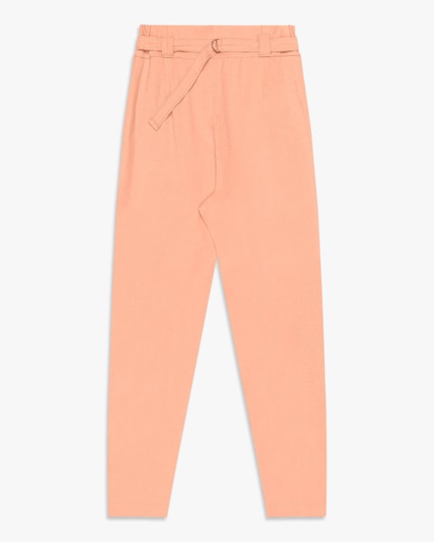 Calça Feminina em Viscose Linho com Cinto - Cereja Rosa - Pêssego