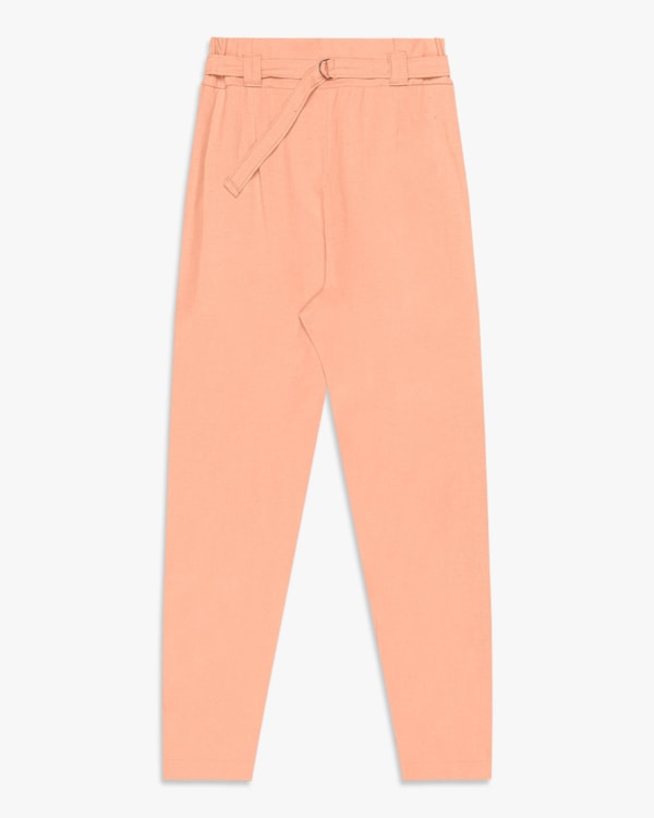 Calça Feminina em Viscose Linho com Cinto - Cereja Rosa - Pêssego