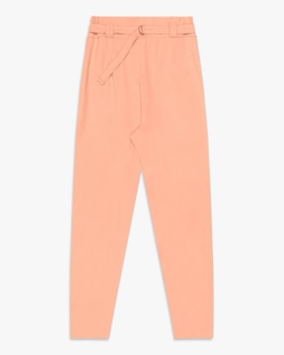 Calça Feminina em Viscose Linho com Cinto - Cereja Rosa - Pessego-G
