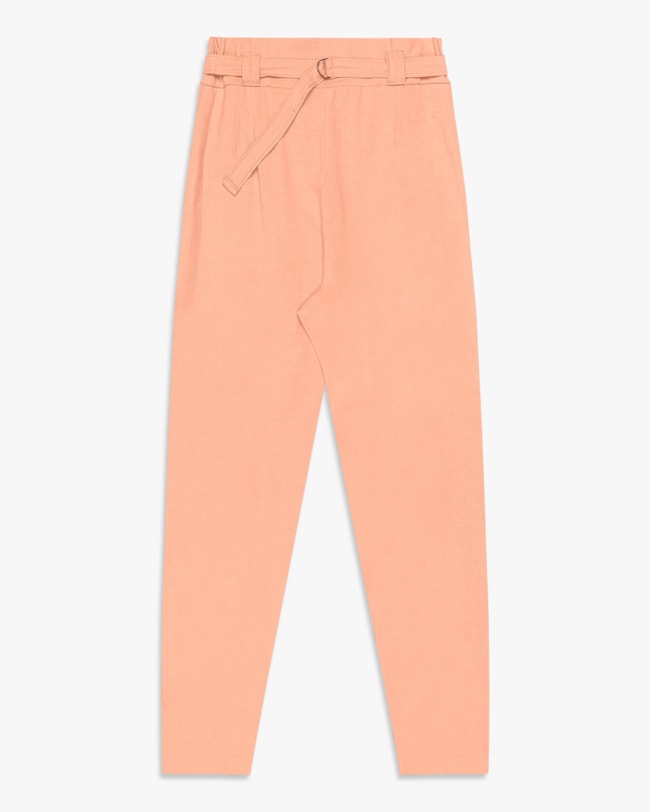 Calça Feminina em Viscose Linho com Cinto - Cereja Rosa - Pessego-G-7182613a-2780-4634-8feb-c2b3ac375734