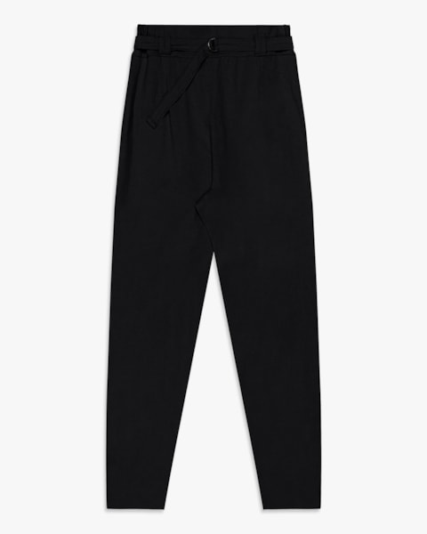 Calça Feminina em Viscose Linho com Cinto - Cereja Rosa - Preto