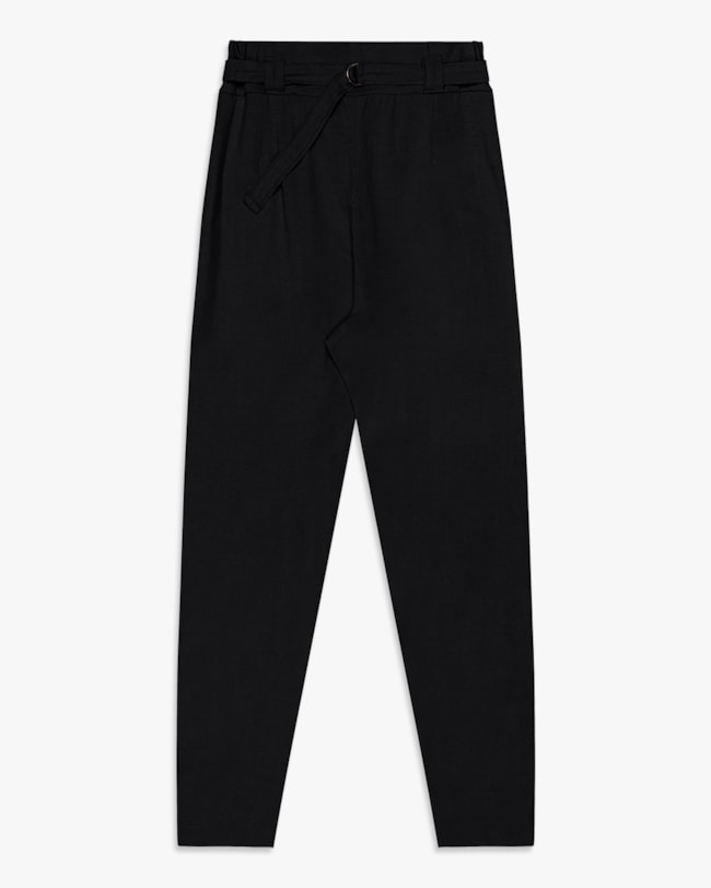 Calça Feminina em Viscose Linho com Cinto - Cereja Rosa - Preto-7ab722e0-978d-43b9-8444-563d1f4a1dab