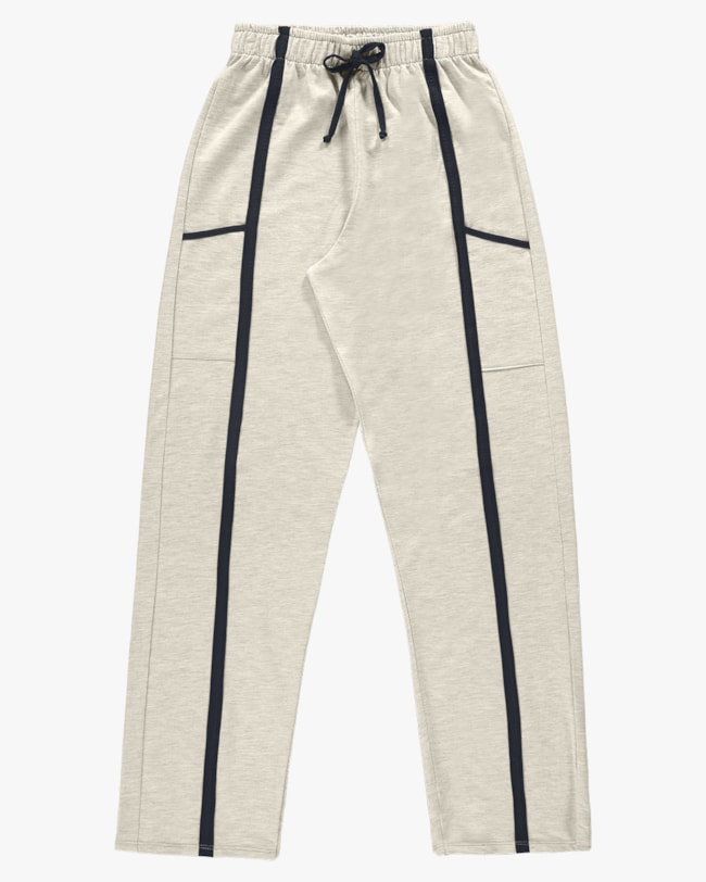 Calça Feminina Juvenil em Moletinho com Filete - BaseD - Mescla-6e14533c-797a-433a-b69e-091b49e4ed06