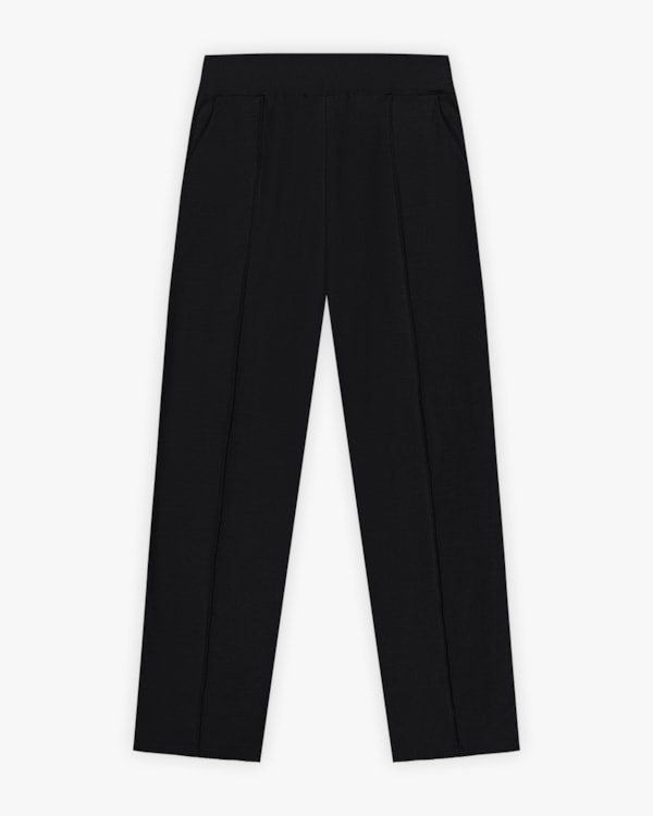 Calça Feminina Moletinho Sarjado com Bolsos - Cereja Rosa - Preto