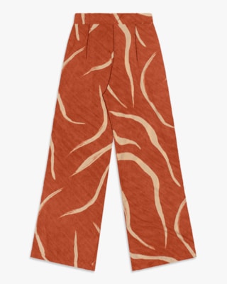 Calça Feminina Pantalona em Viscose Estampada - Cereja Rosa- Inca-G
