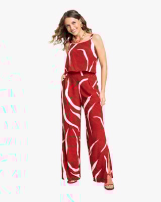 Calça Feminina Pantalona em Viscose Estampada - Cereja Rosa- Passione-G