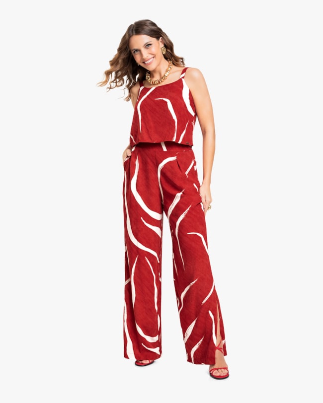 Calça Feminina Pantalona em Viscose Estampada - Cereja Rosa- Passione-G-cfb2f6c9-59f0-41c9-bc1b-44e66cc6b8f1