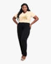 Calça Feminina Plus Size em Malha Crepe - Cereja Rosa - Preto-e6684aa8-55b8-4d1a-b281-e60198bd3b16