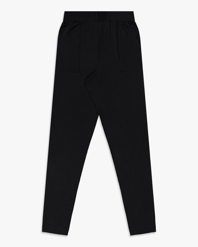 Calça Feminina Plus Size em Malha Crepe - Cereja Rosa - Preto-c21d7b26-7add-4540-94f4-b71b36134009