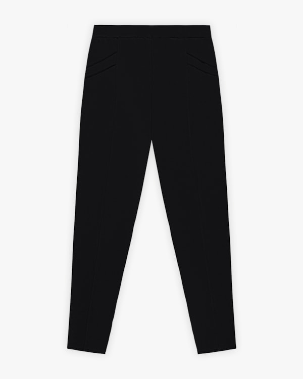 Calça Feminina Plus Size em Malha Felpada - Cereja Rosa - Preto