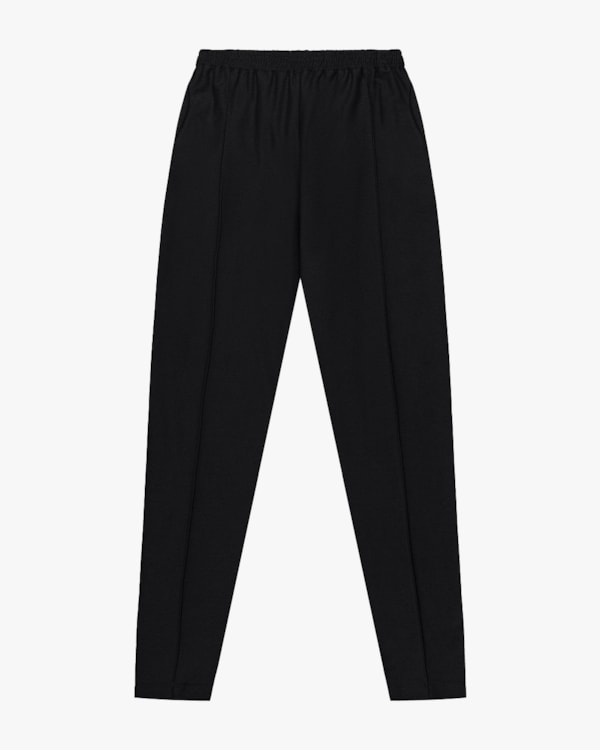 Calça Feminina Plus Size em Moletinho Sarjado - Cereja Rosa - Preto