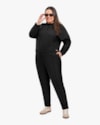 Calça Feminina Plus Size em Moletinho Sarjado - Cereja Rosa - Preto-d9a94342-9ab4-41f6-a870-2ab3442e066b