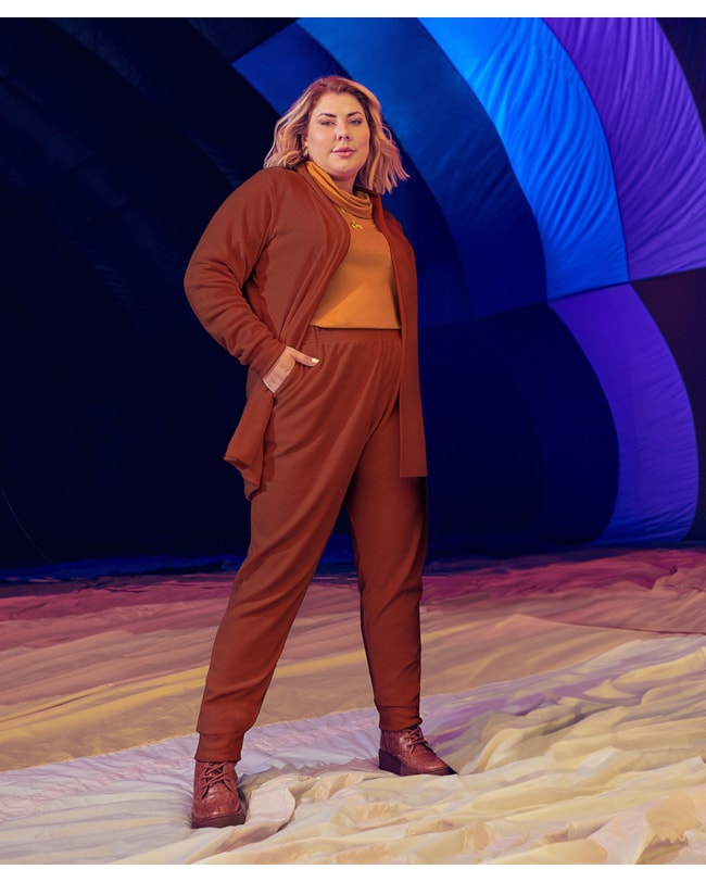 Calça Feminina Plus Size em Pelo Aveludado Cereja Rosa Ferrugem-a8bae9f3-4b69-419b-8688-1d0715ab8ee9