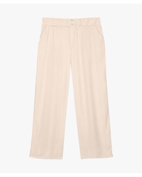 Calça Feminina Plus Size em Tecido Plano com Bolsos - Cereja Rosa - Areia