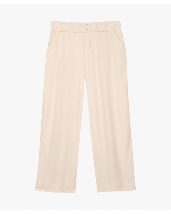 Calça Feminina Plus Size em Tecido Plano com Bolsos - Cereja Rosa - Areia