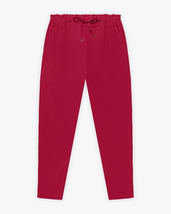 Calça Feminina Plus Size em  Tecido Viscose com Bolso - Cereja Rosa - Malbec