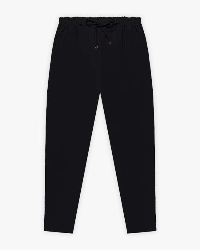 Calça Feminina Plus Size em  Tecido Viscose com Bolso - Cereja Rosa - Preto-1fd864b7-828c-4730-8b96-a55562a7efac