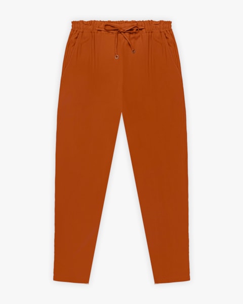 Calça Feminina Plus Size em Tecido Viscose com Bolso - Cereja Rosa - Terracota
