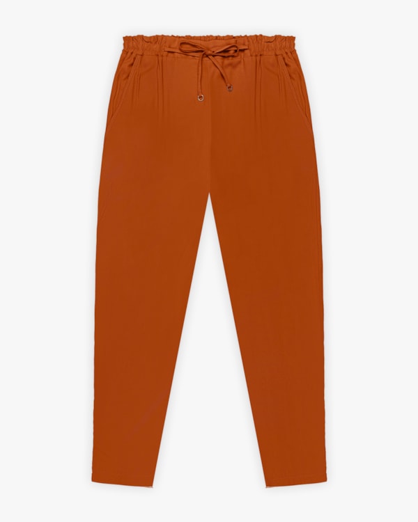 Calça Feminina Plus Size em  Tecido Viscose com Bolso - Cereja Rosa - Terracota